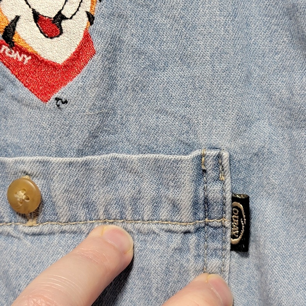 Rare Vintage Ouray Sports Denim Shirt Tony the Tiger Embroidered Long Sleeve XL - Picture 5 of 8